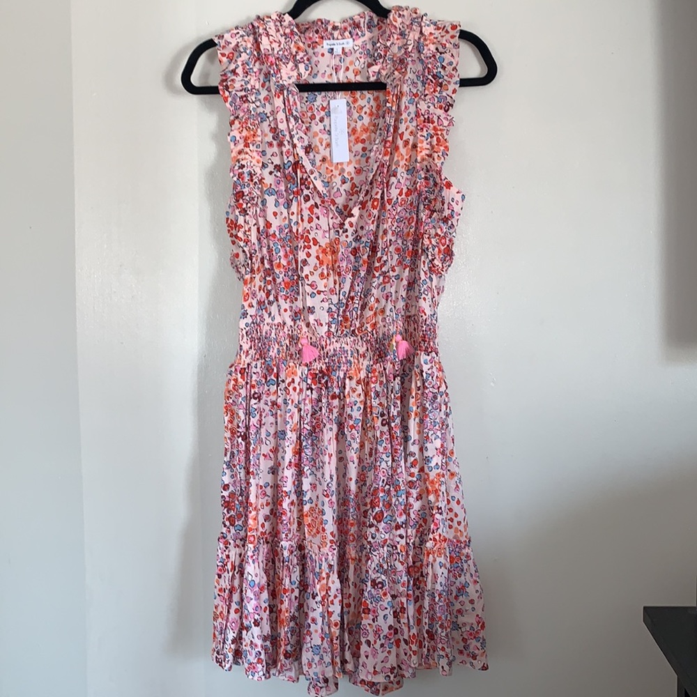 NWT Poupette St Barth Pink Murrina Floral Mini Dress Triny